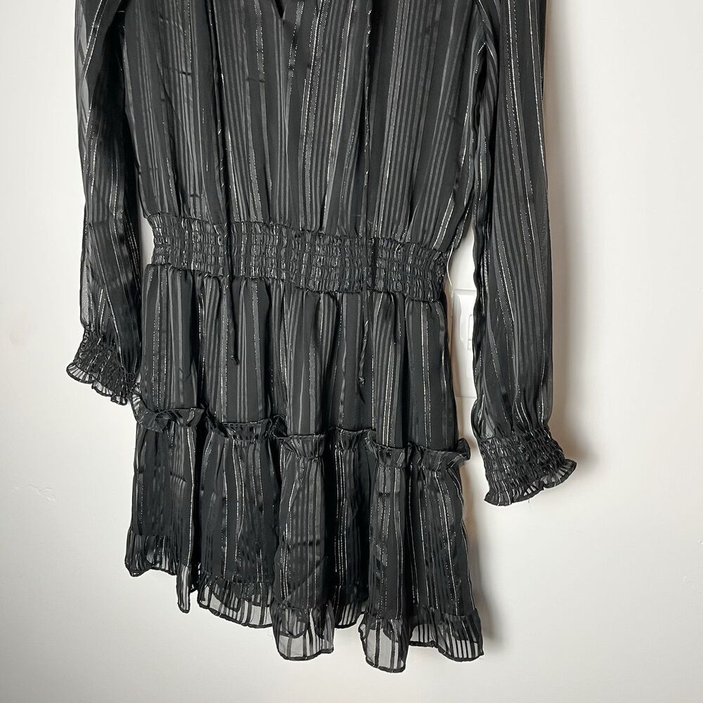 NSR Emma Smocked Tiered Dress Black Size L Sheer‎ Party Coctail​ - Picture 3 of 8
